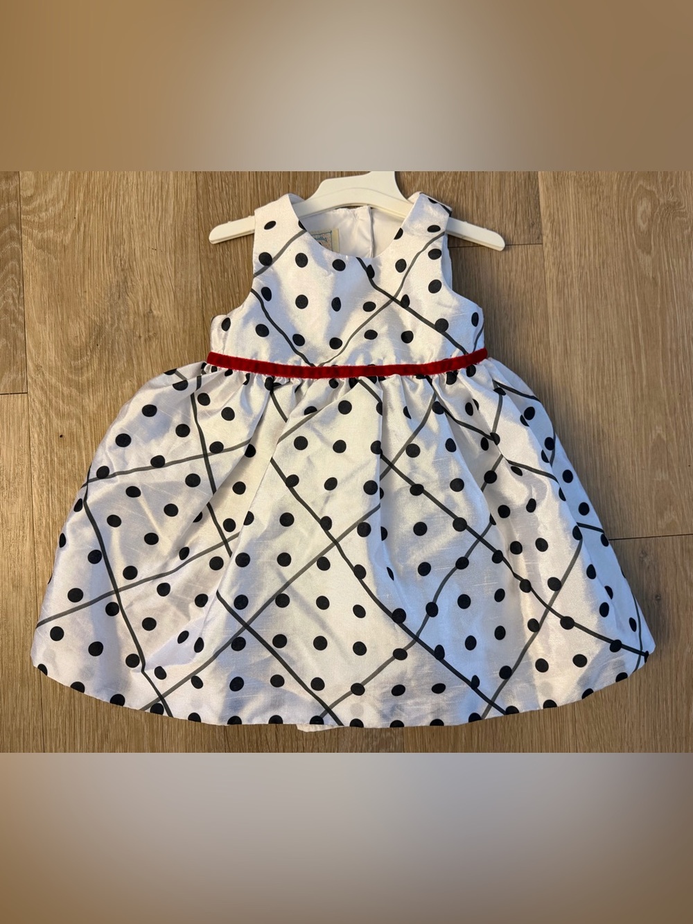 Marmellata Girls Size 18 Months White & Black Polka Dot Holiday Dress